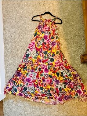 Anthropologie Vibrant Floral Maxi Dress - size large